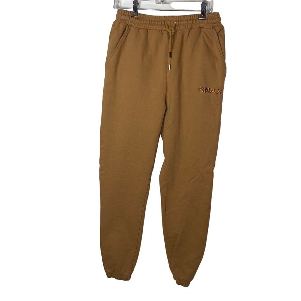 Snax Unisex Sweatpants Size Medium Camel Tan Drawstring Waist Cotton Peru